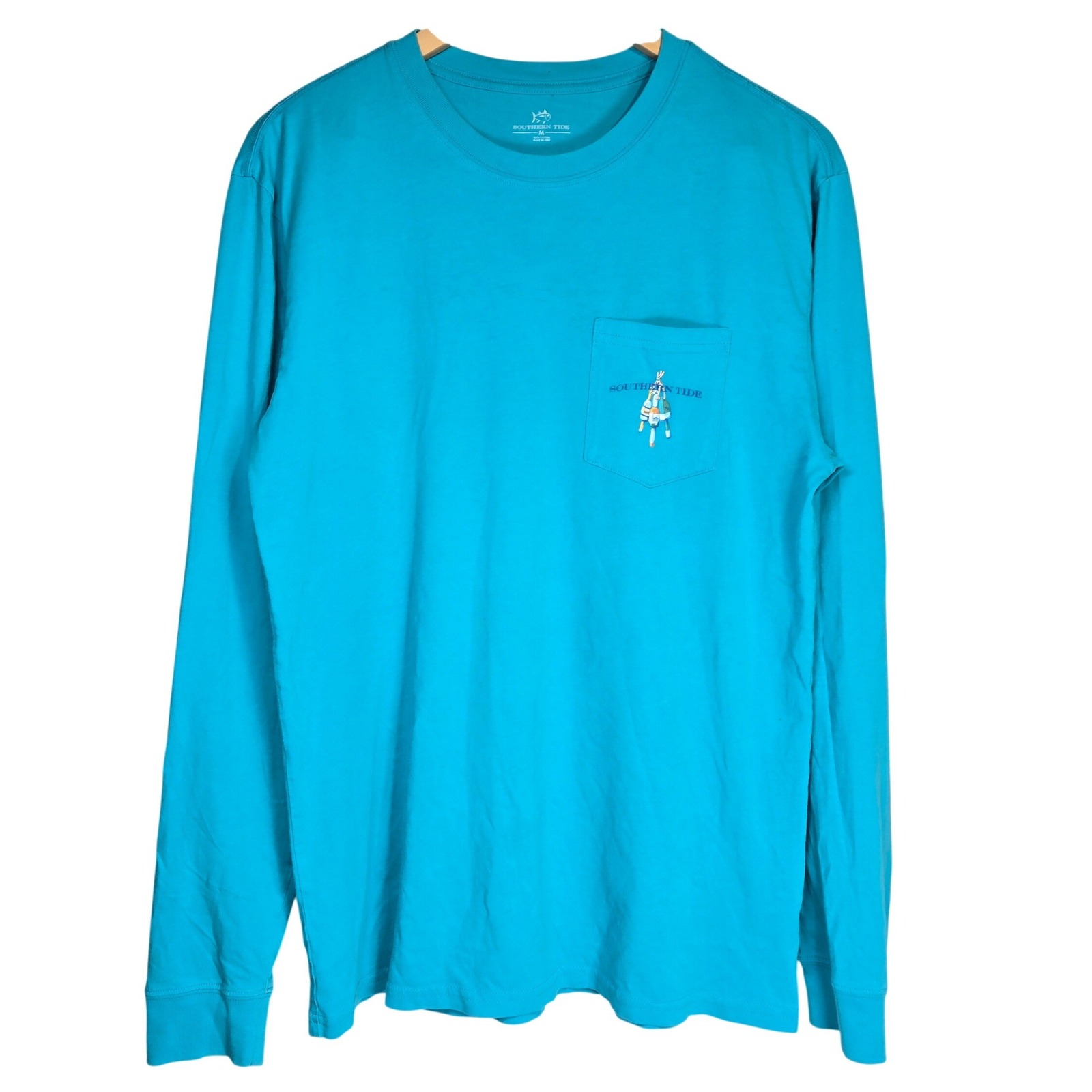 Southern Tide Mens Medium Blue Hanging With The Buoys Long Sleeve Pocket T-Shirt